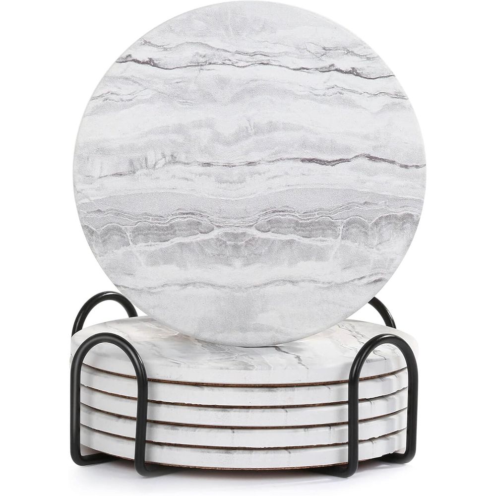 Marble Coaster Set - Conjunto de 6 Porta-Copos Absorventes, Estilo