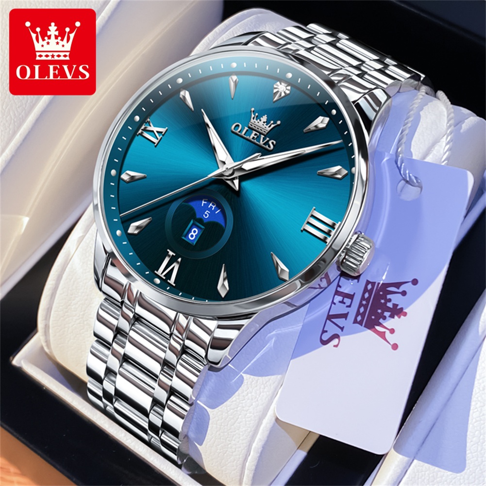 Luxury Watch Men - Olevs fase da lua relógios masculinos