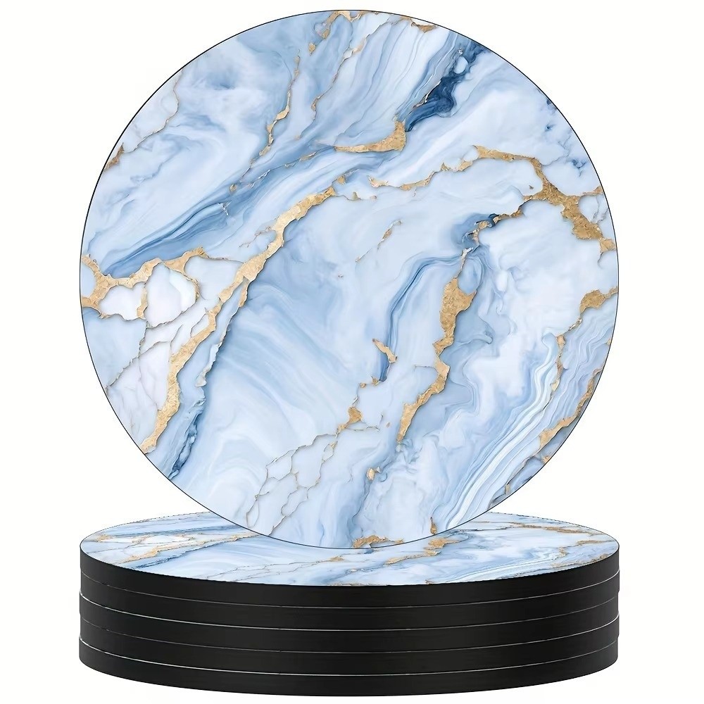 Marble Coaster Set - Conjunto de 6 Porta-Copos de Madeira