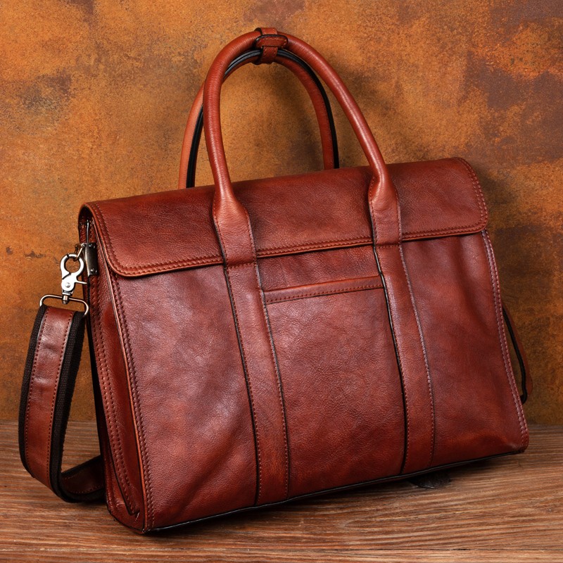 Leather Briefcase - Bolsa de couro curtido vegetal bolsa