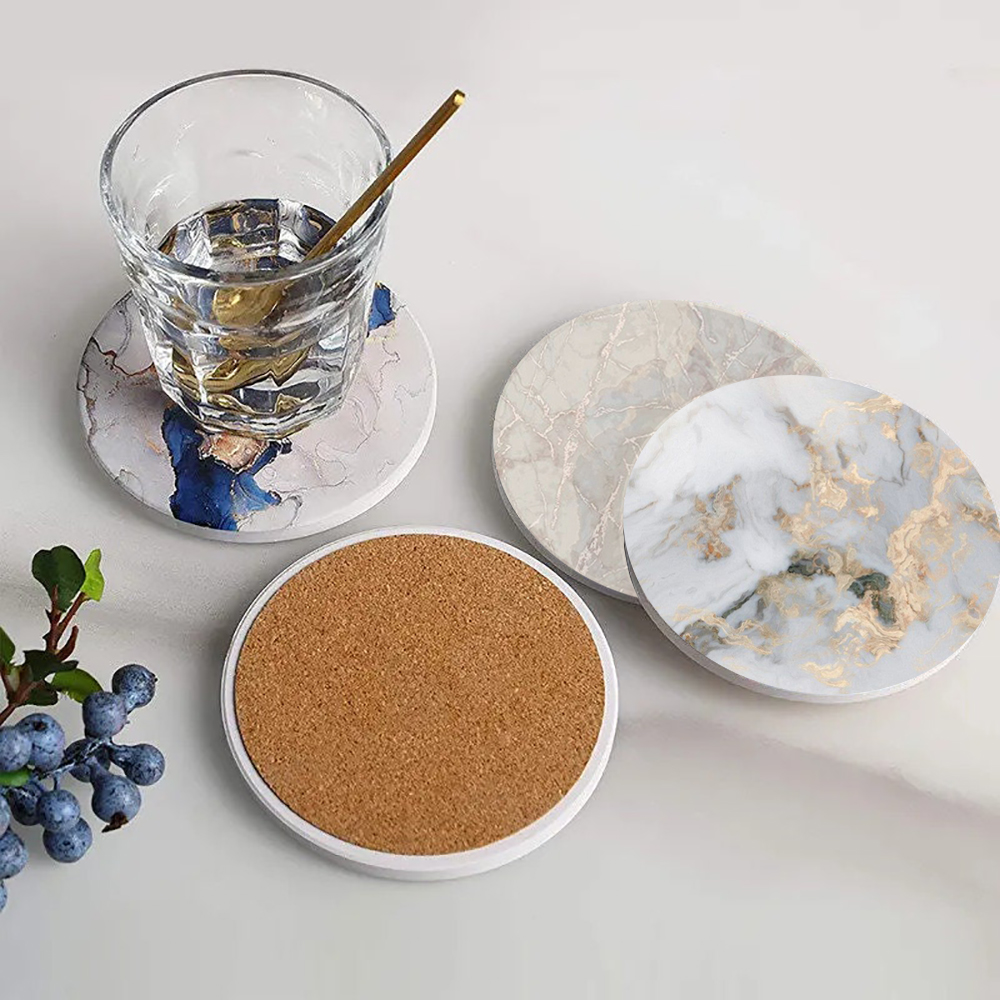 Marble Coaster Set - Porta-copos de mármore branco, porta-copos de