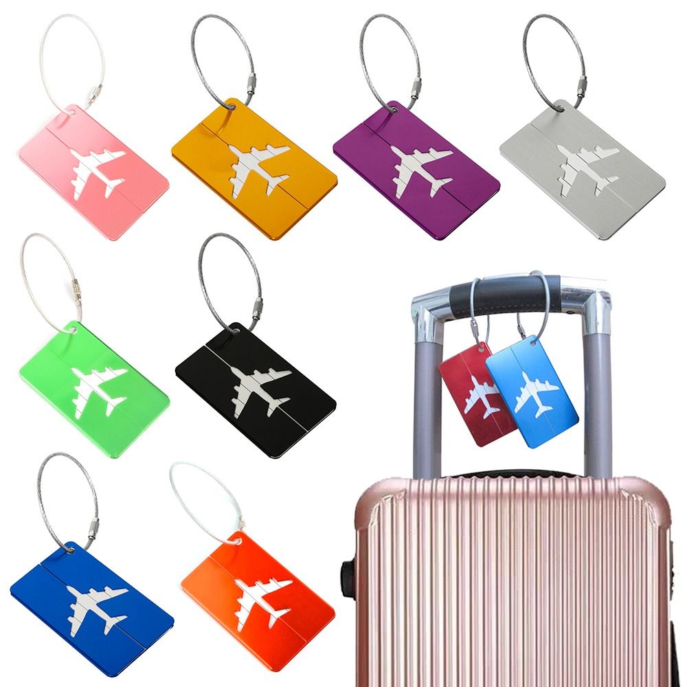 Travel Luggage Set - Alumínio Bagagem Tags com Cordas, Etiquetas