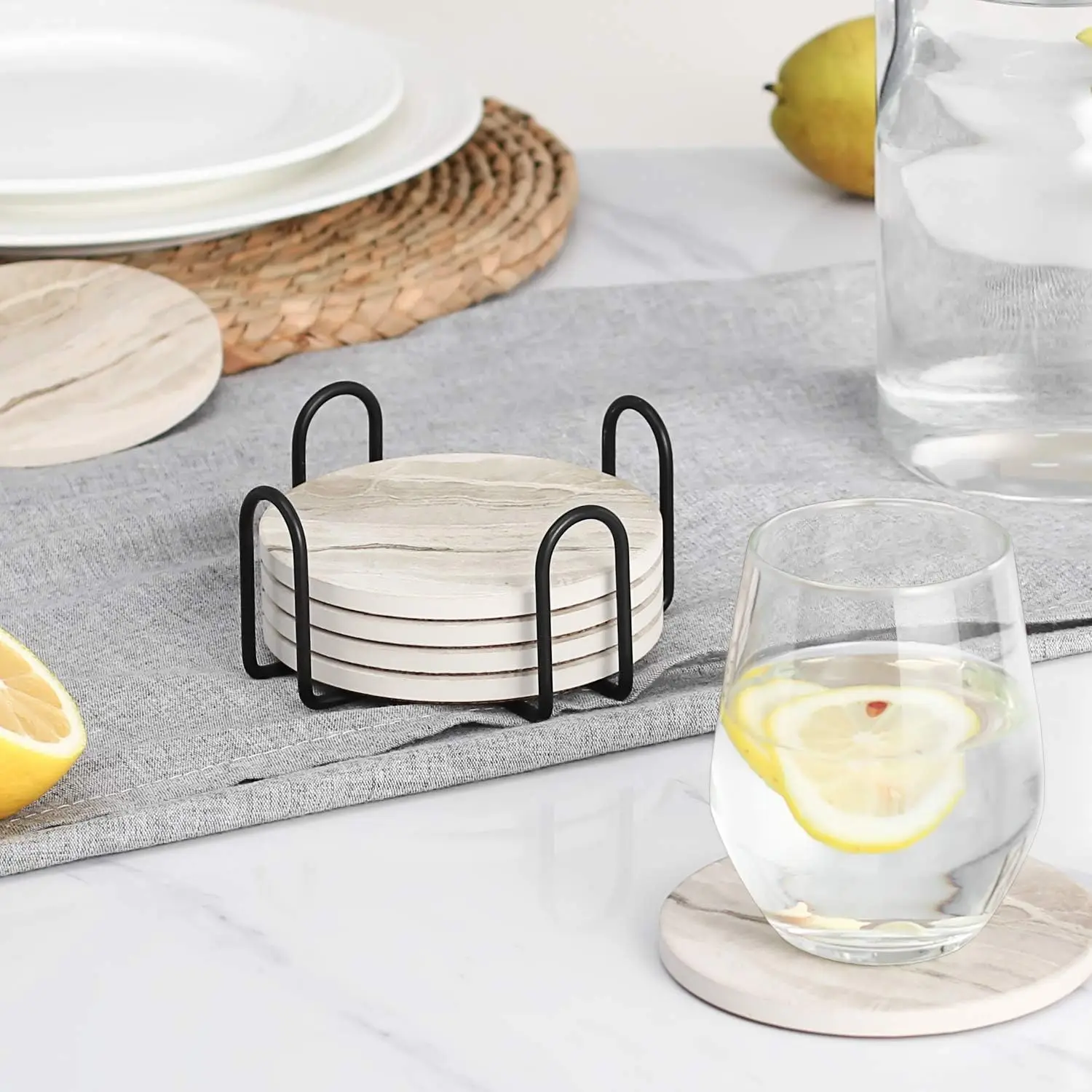Conjunto de 6 Porta-Copos com  - Marble Coaster Set avaliação e preço
