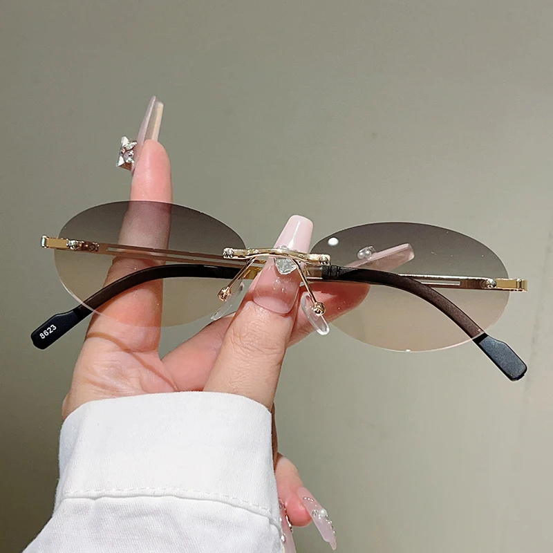 Óculos de sol ovais sem armaçã - Sunglasses Uv400 avaliação e preço
