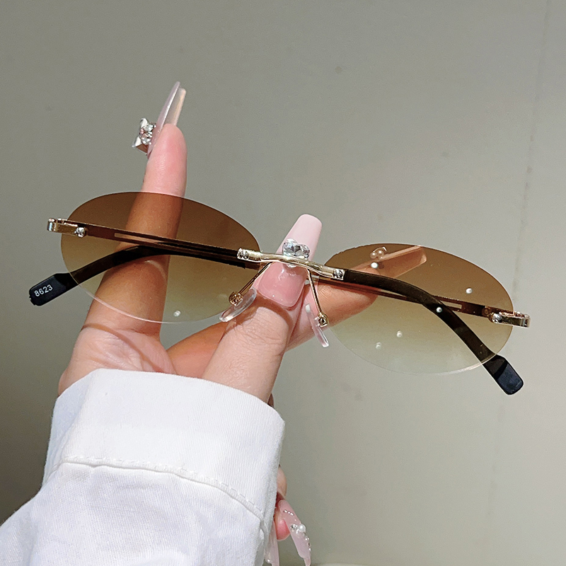 Óculos de sol ovais sem armaçã - Sunglasses Uv400 avaliação e preço