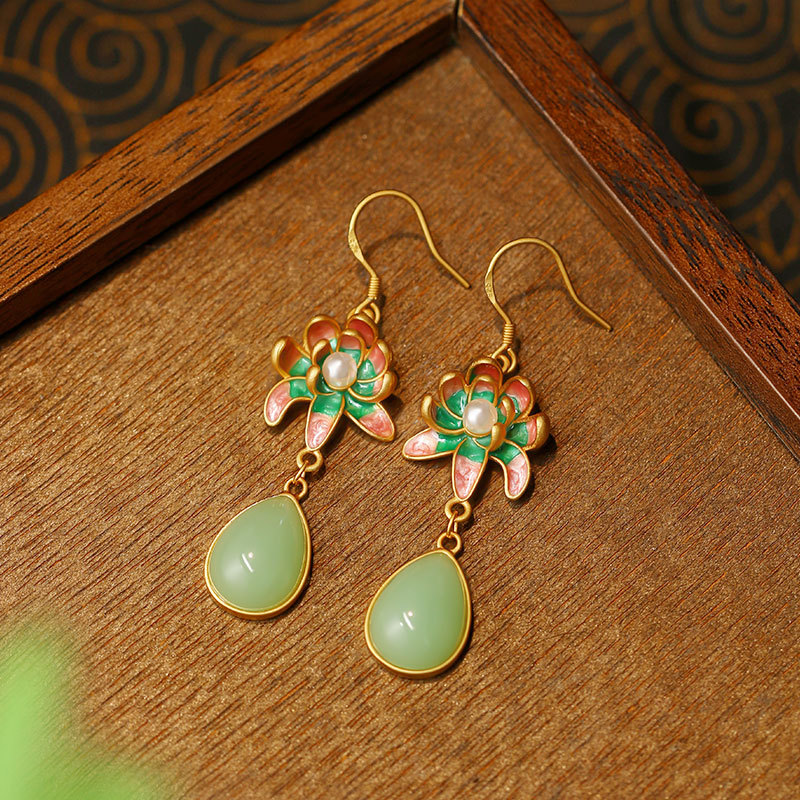 Brincos de Gota de Água em Jad - Gold Plated Jewelry avaliação e preço