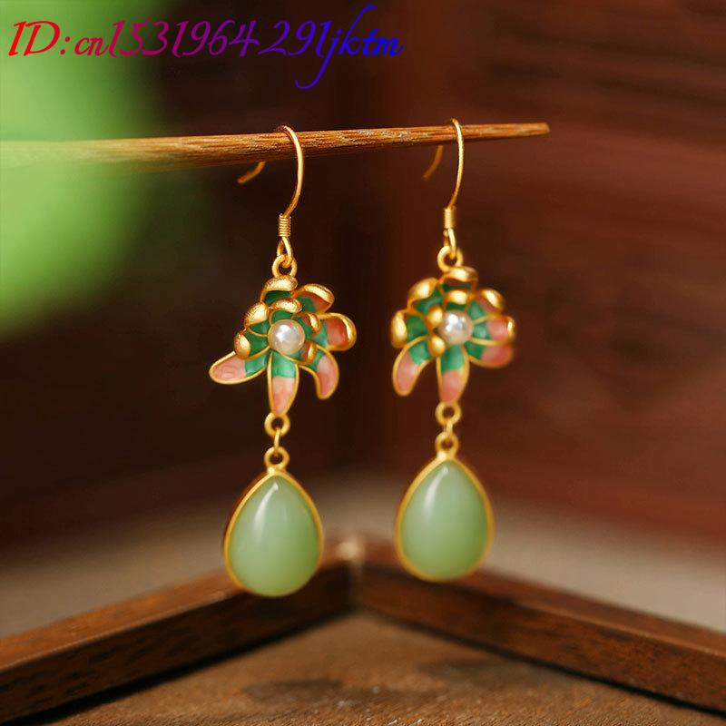 Brincos de Gota de Água em Jad - Gold Plated Jewelry avaliação e preço