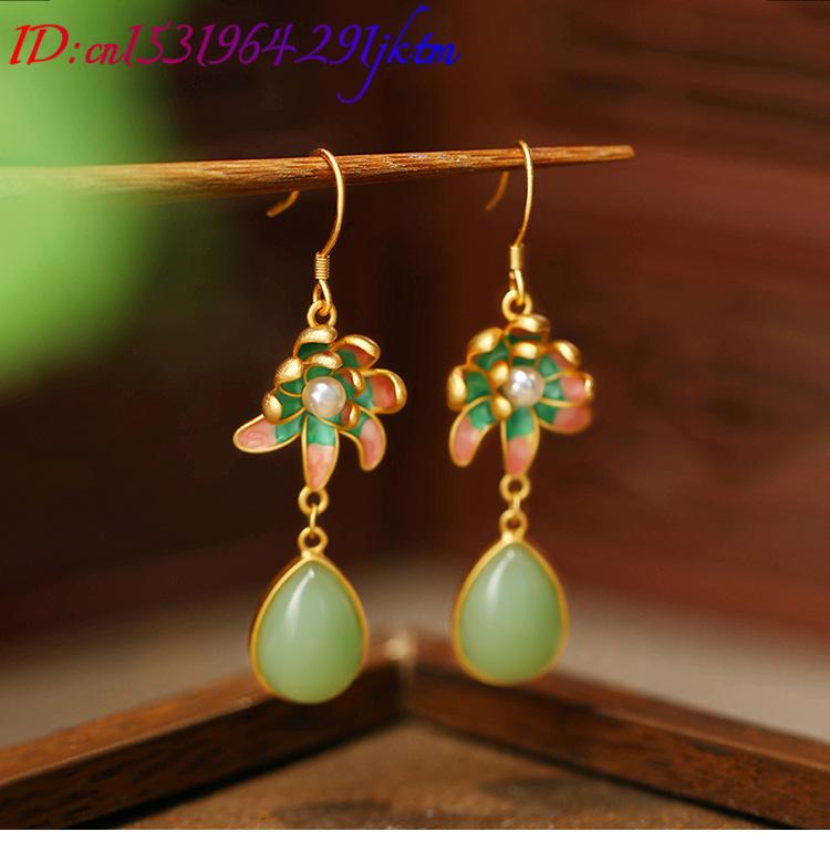 Brincos de Gota de Água em Jad - Gold Plated Jewelry avaliação e preço
