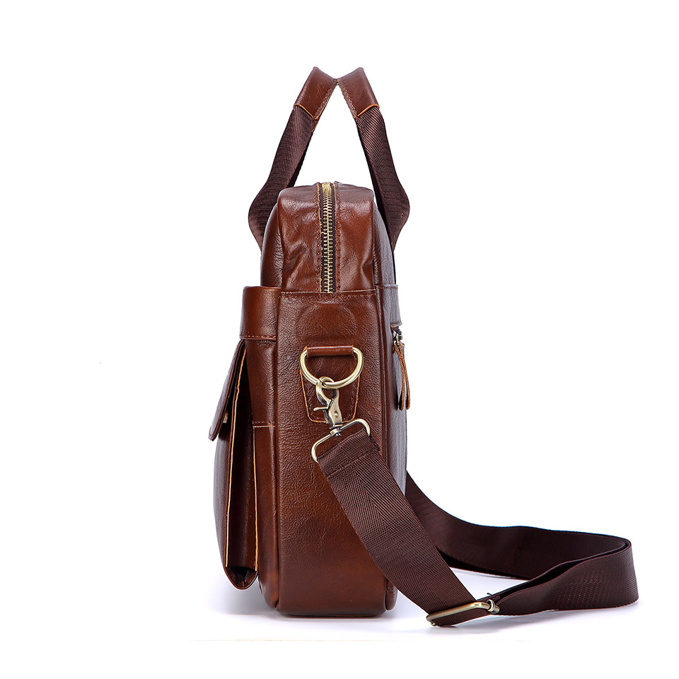Homens de couro genuíno bolsas - Leather Briefcase avaliação e preço