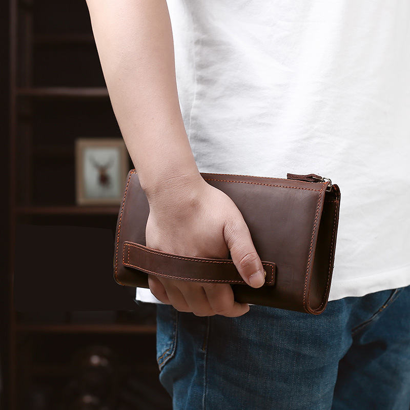 Carteiras masculinas longas de - Leather Wallet Men avaliação e preço