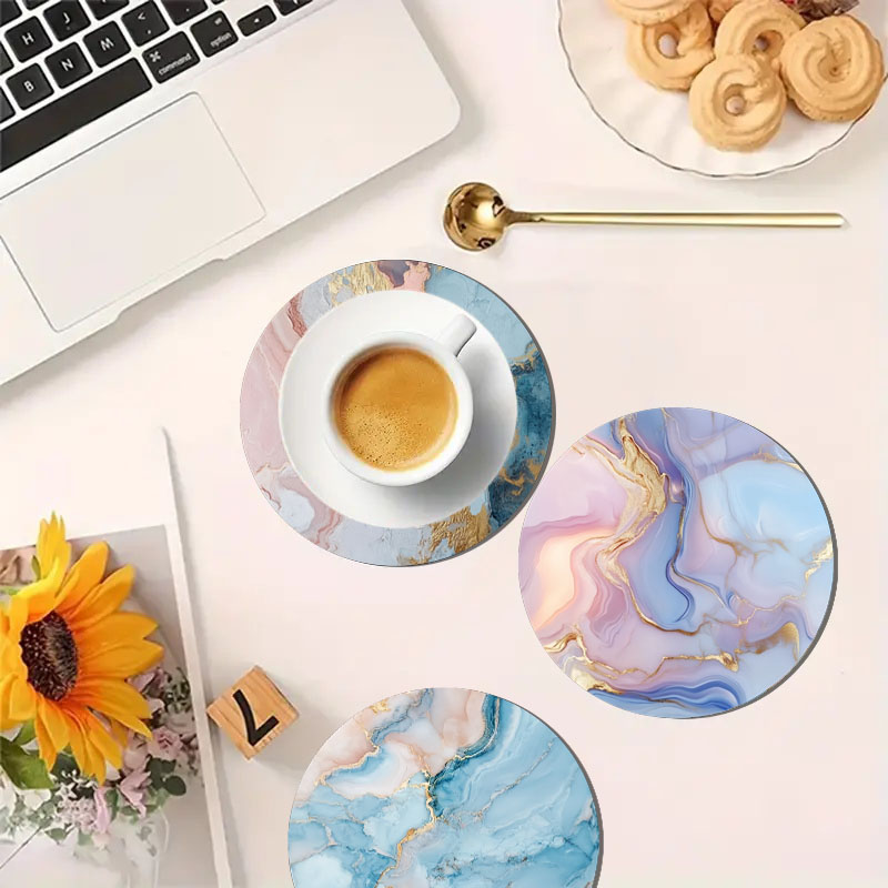 4 Peças de Porta-Copos com Pad - Marble Coaster Set avaliação e preço
