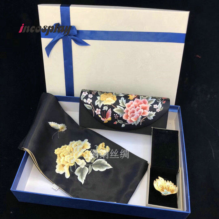 Lenço de Seda com Bordado Chin - Luxury Gift Set avaliação e preço