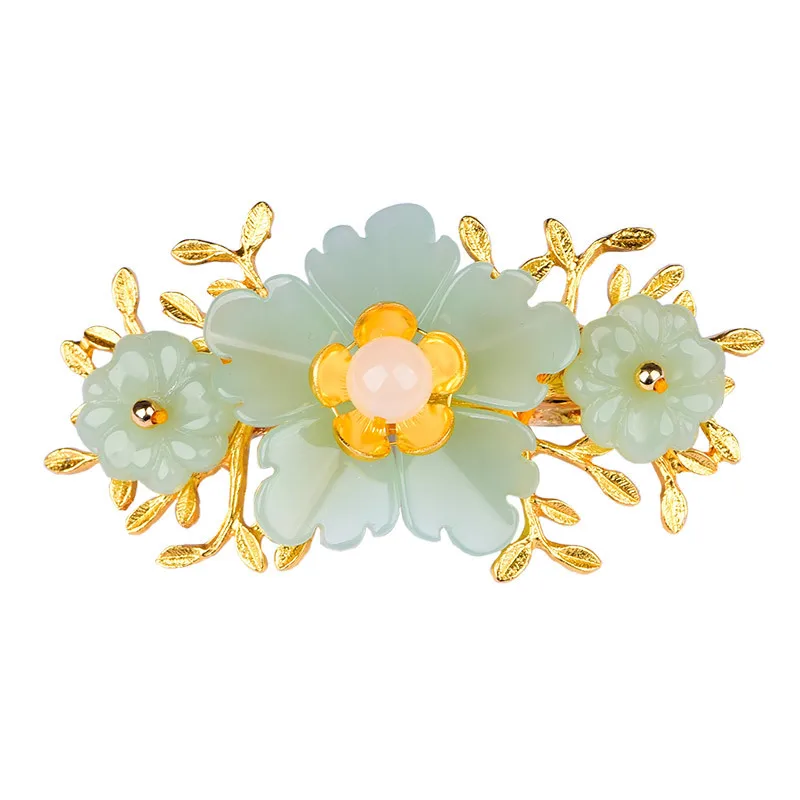 Green Jade Flor Presilha Desig - Gold Plated Jewelry avaliação e preço