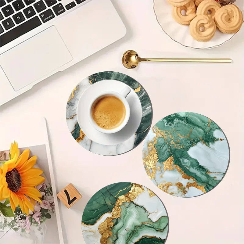 4 Peças de Porta-Copos com Pad - Marble Coaster Set avaliação e preço